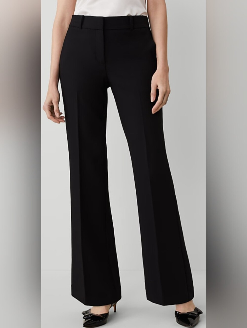 Ann Taylor $225 Virgin Wool Blnd Black Wide-Leg Dress Pants 4 Small
